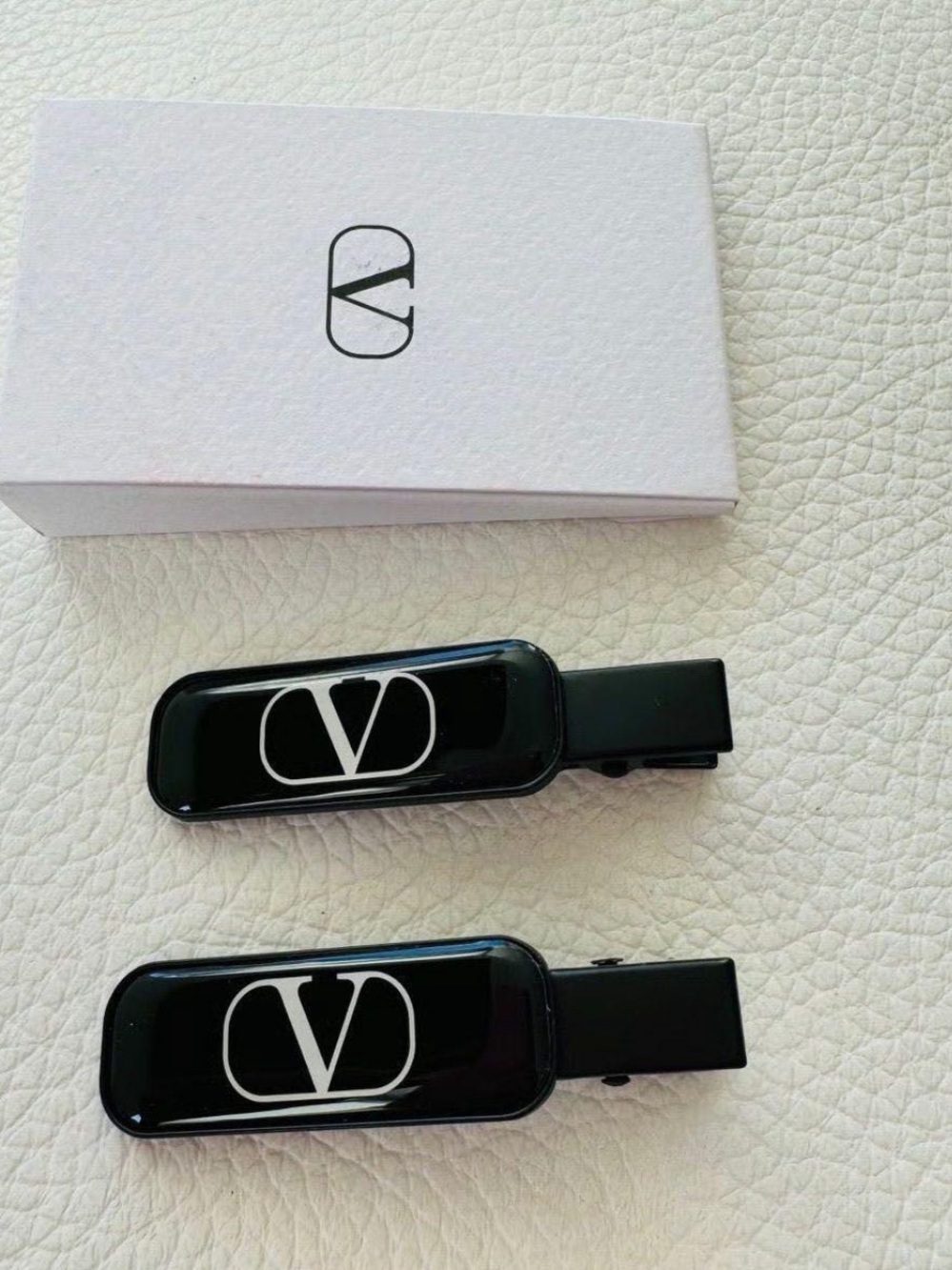 Valentino Black Logo Hair Clips